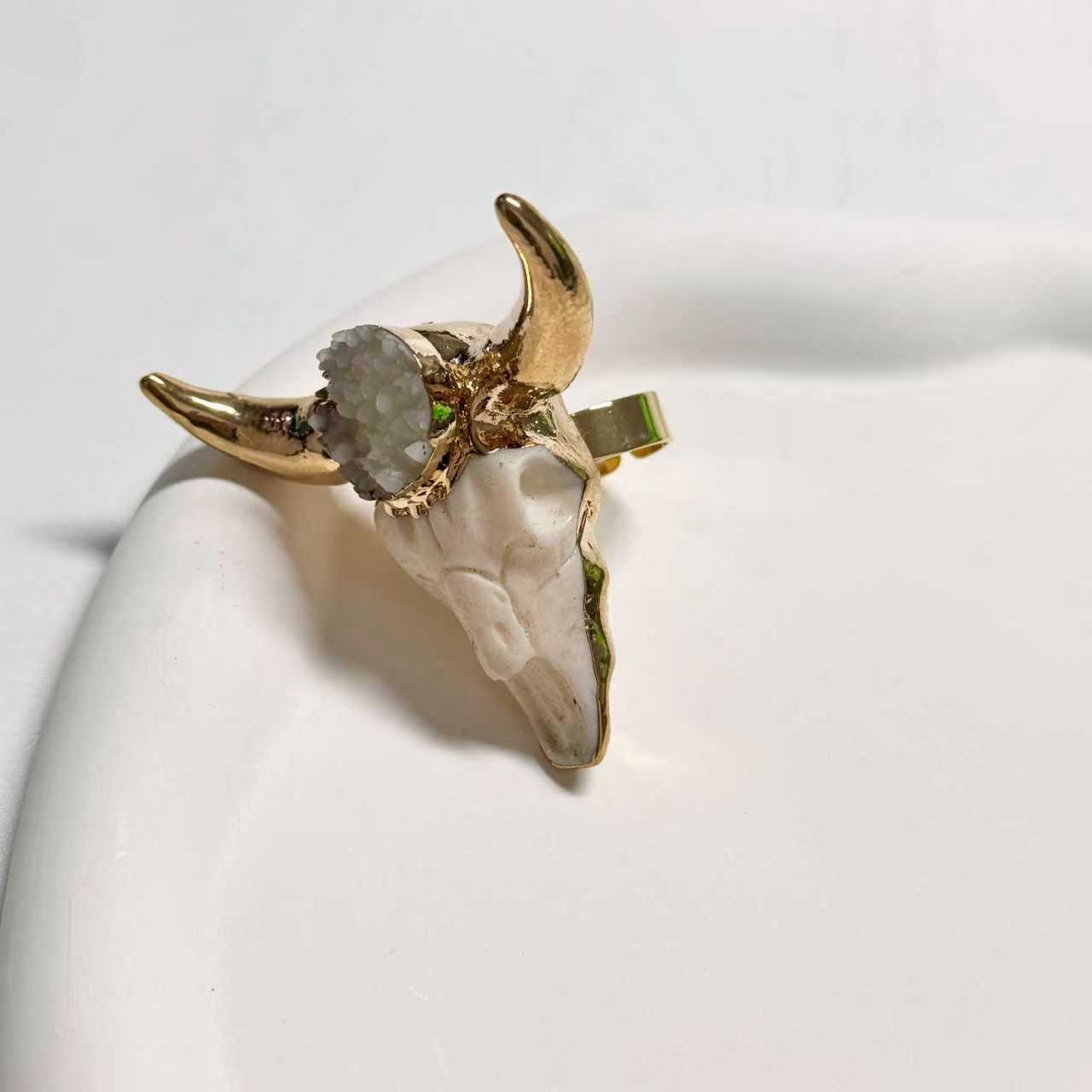 Gold Plated Bull Skull Ring