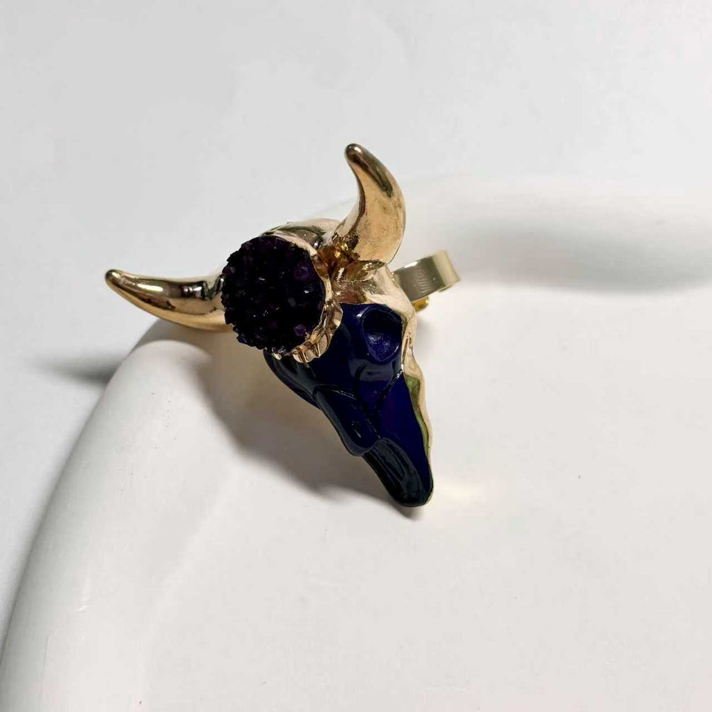 Gold Plated Bull Skull Ring