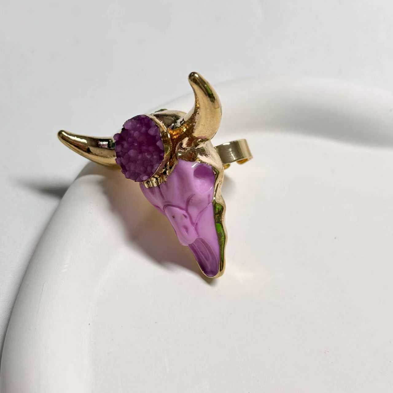 Gold Plated Bull Skull Ring