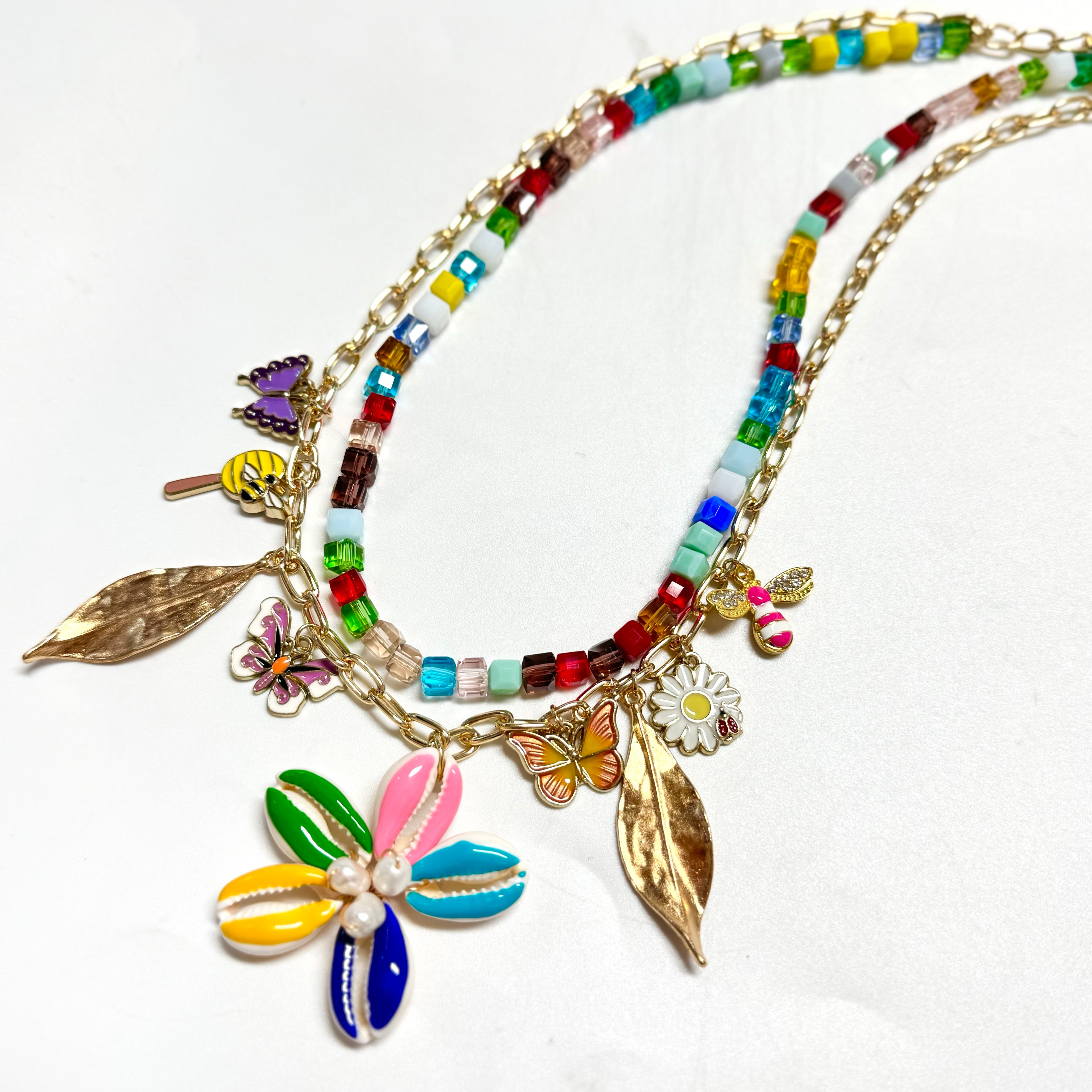 Butterfly Bee Flower Necklace