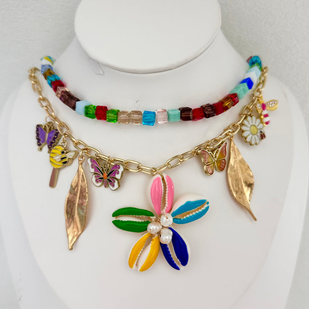 Butterfly Bee Flower Necklace