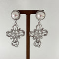 Flower Pearl Drop Earrings