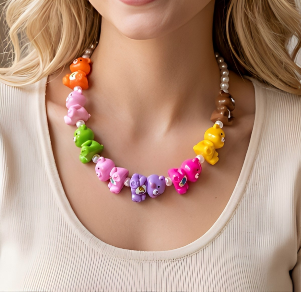 Cartoon Bear Pearl Necklace