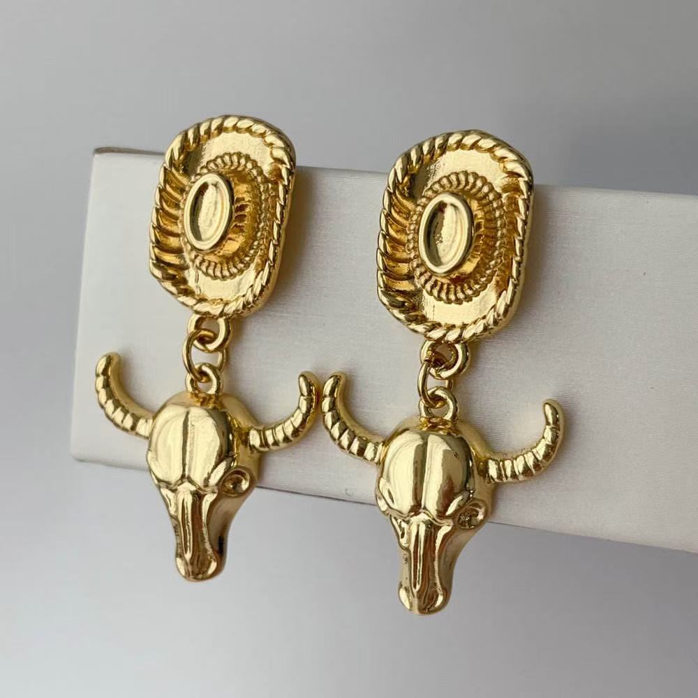 Bull Skull Drop Earrings