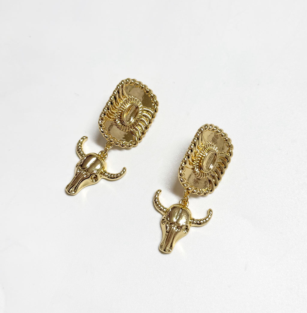 Bull Skull Drop Earrings