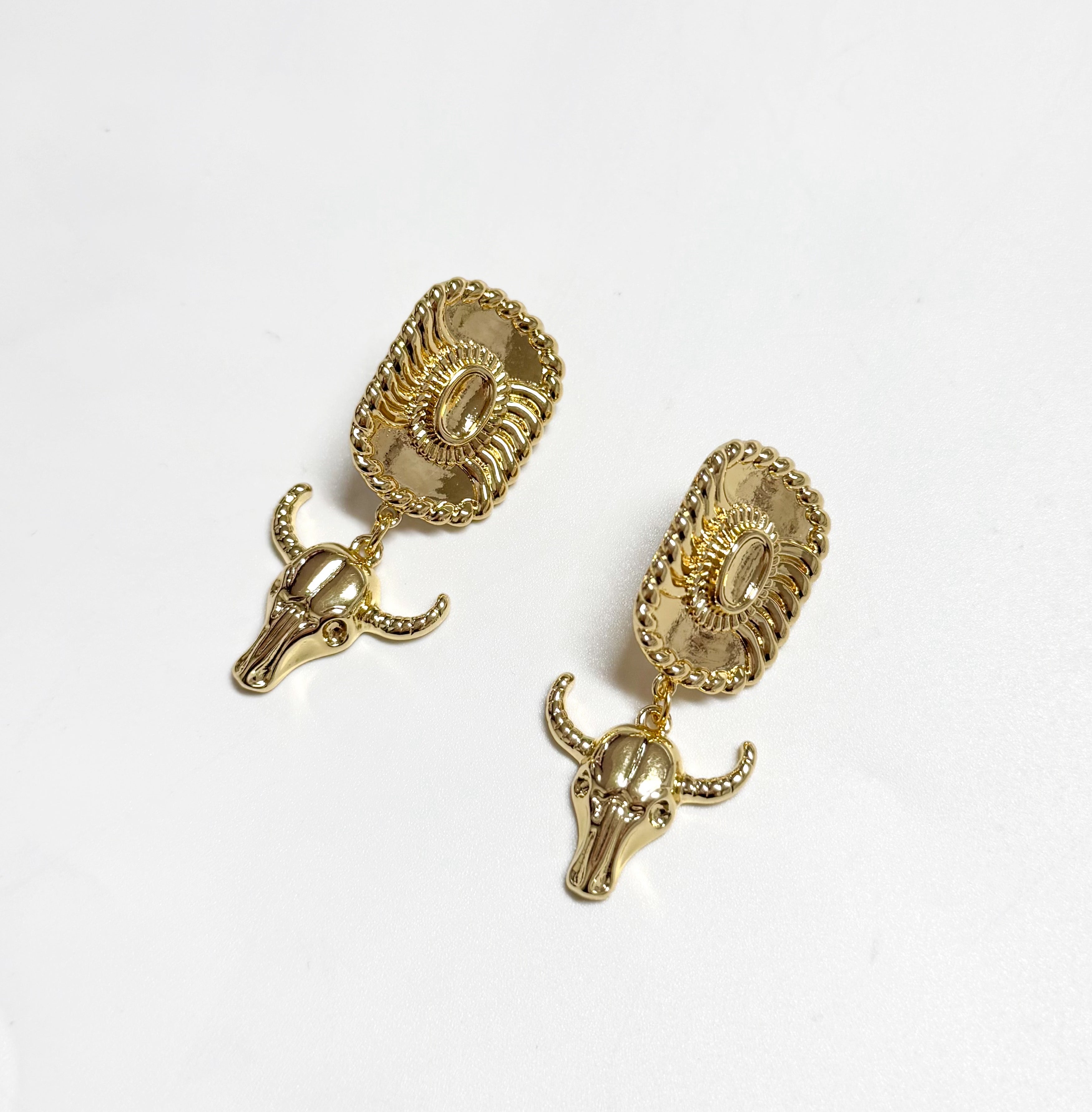 Bull Skull Drop Earrings