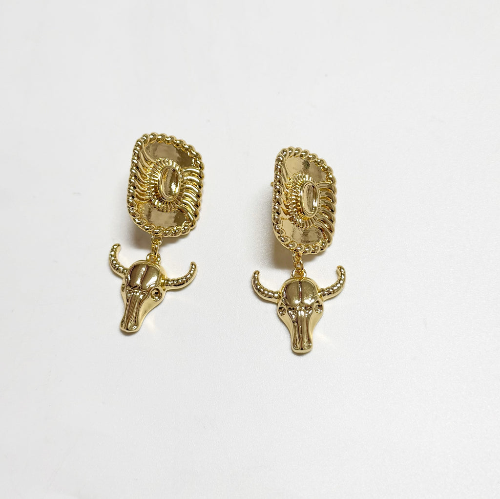 Bull Skull Drop Earrings