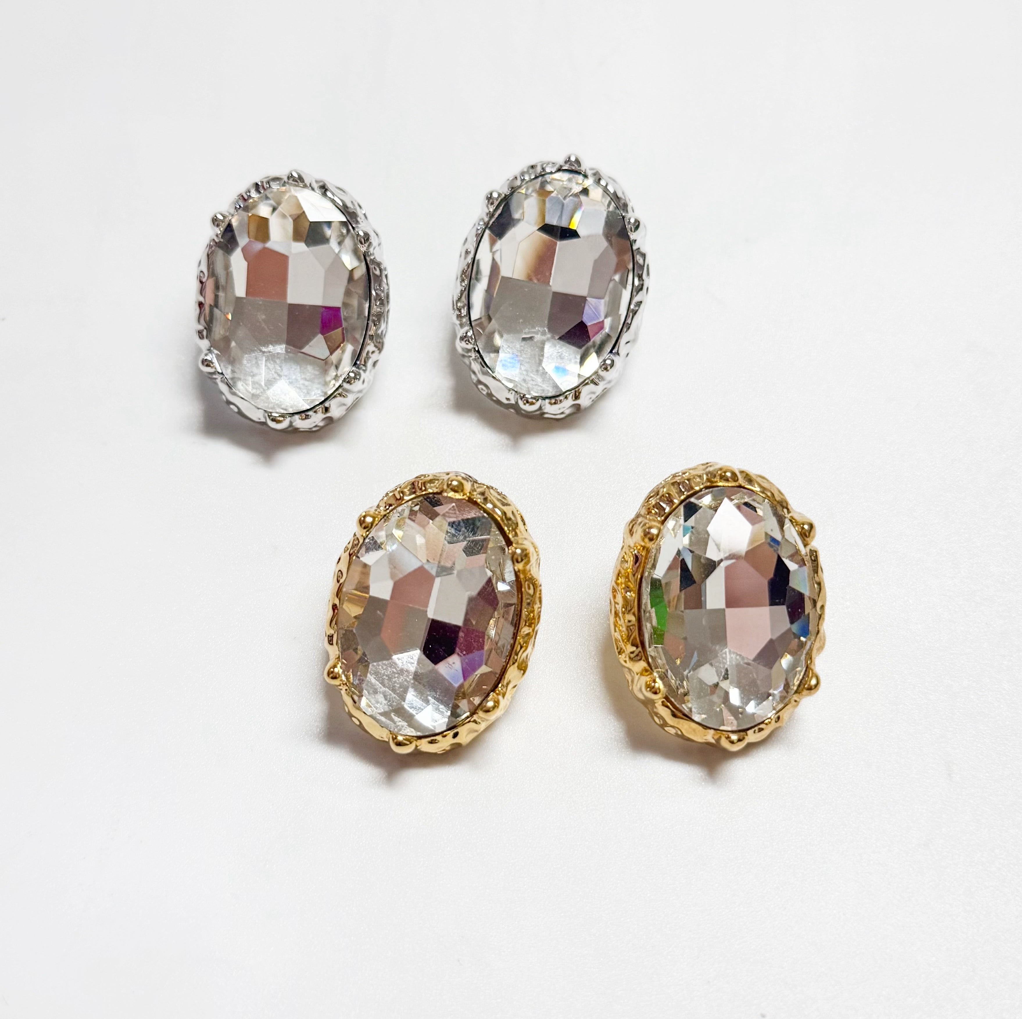 Oval Crystal Stud Earrings