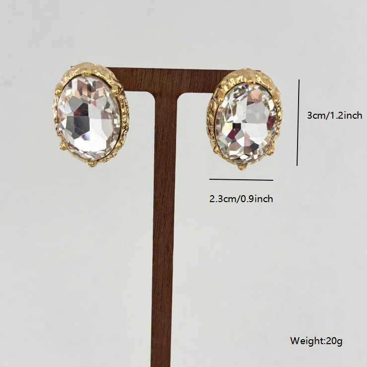 Oval Crystal Stud Earrings