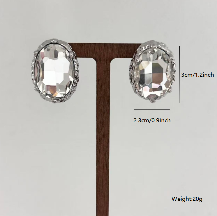 Oval Crystal Stud Earrings