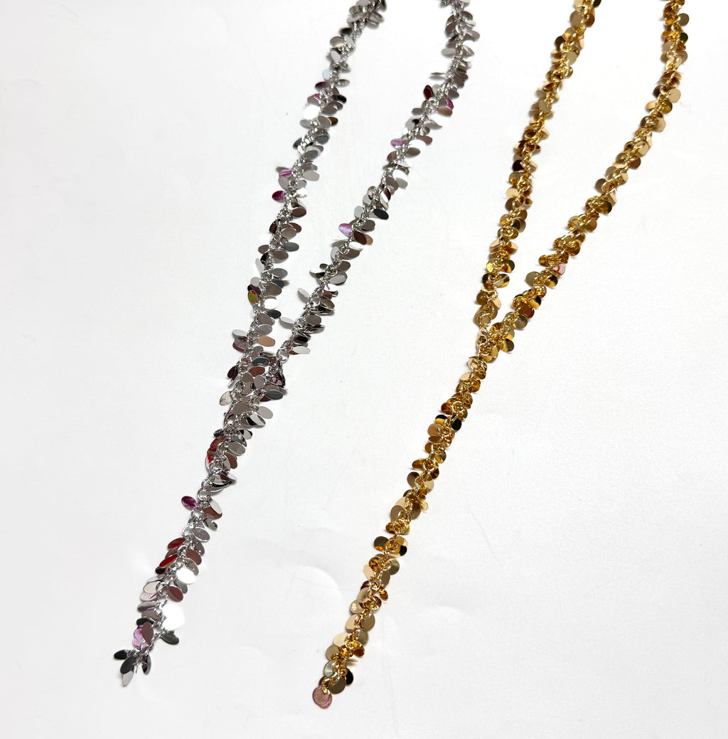 Gold Plated Disc Sequin Tassel Y Necklace
